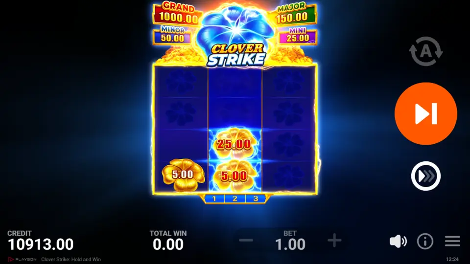 Sticky Strike Clovers and respin counter in the Clover Strike Bonus Game