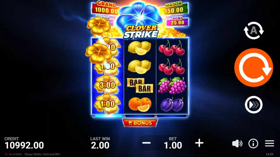 Strike Boost Clover triggering the Collect Feature in Clover Strike: Hold and Win